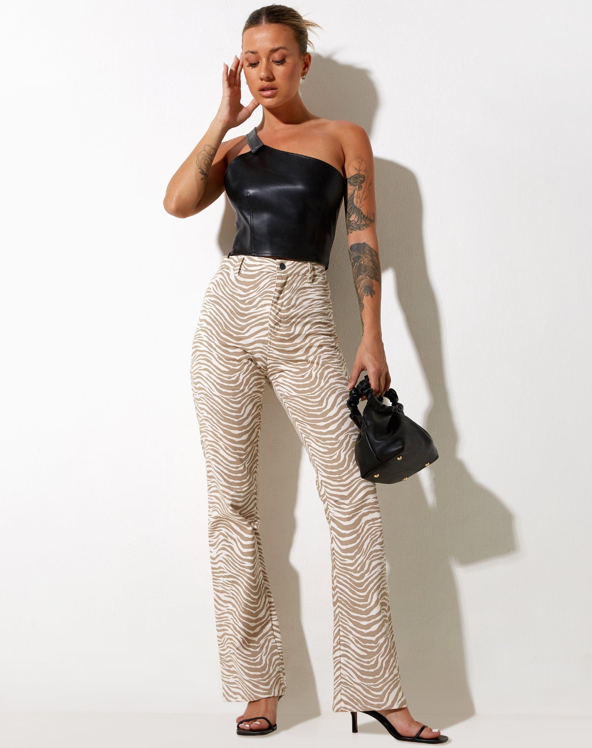 Zoven Flare Trouser in Tonal Zebra Product Image