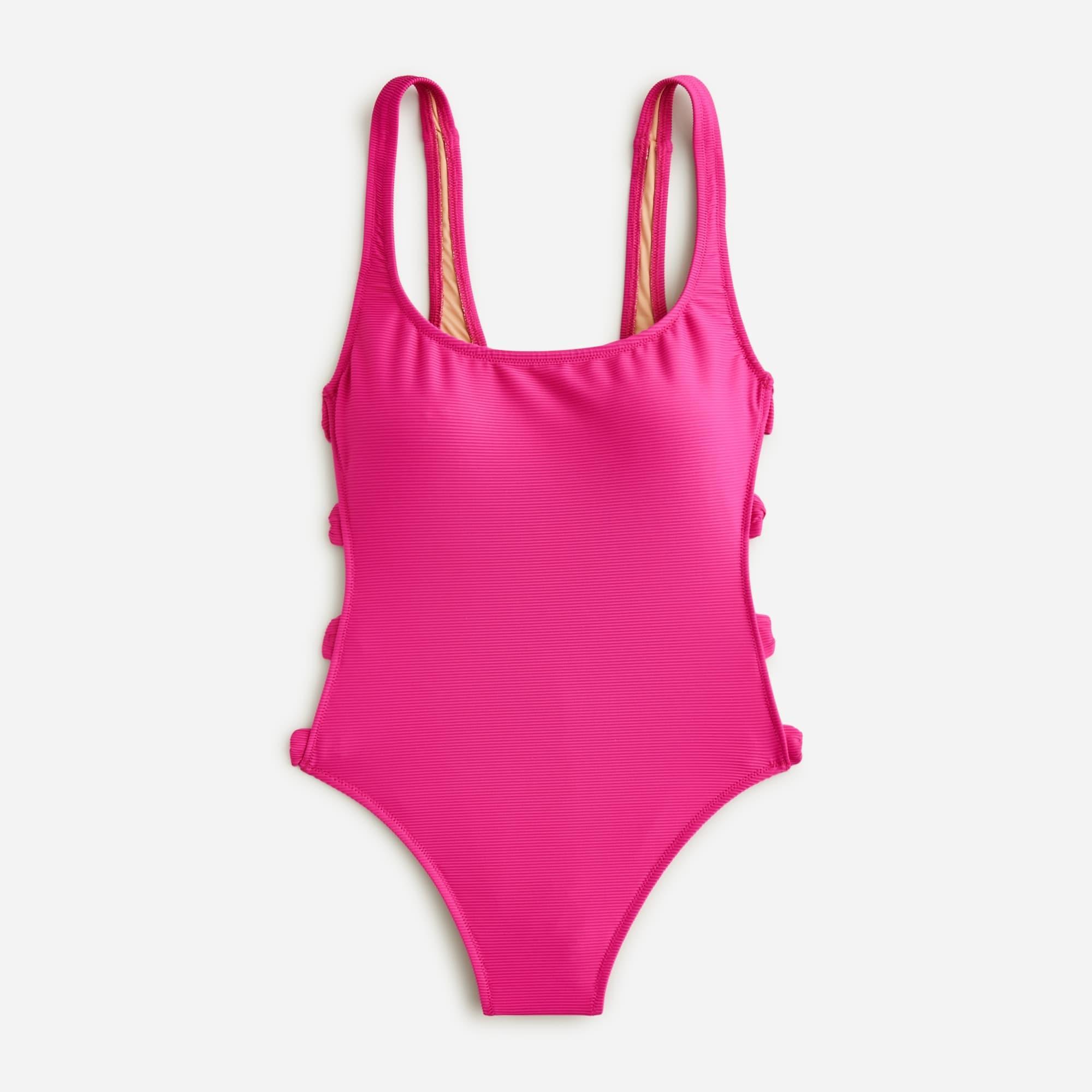 Ribbed side-bow one-piece swimsuit Product Image