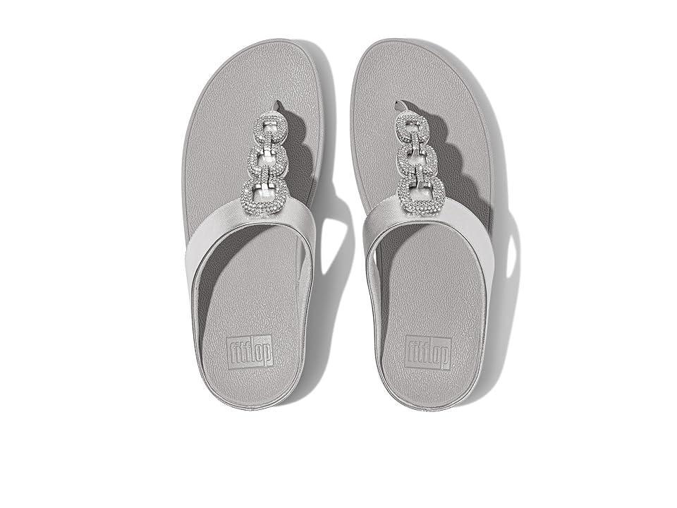 FitFlop Fino Crystal-Chain Metallic-Leather Toe-Post Sandals Women's Sandals Product Image