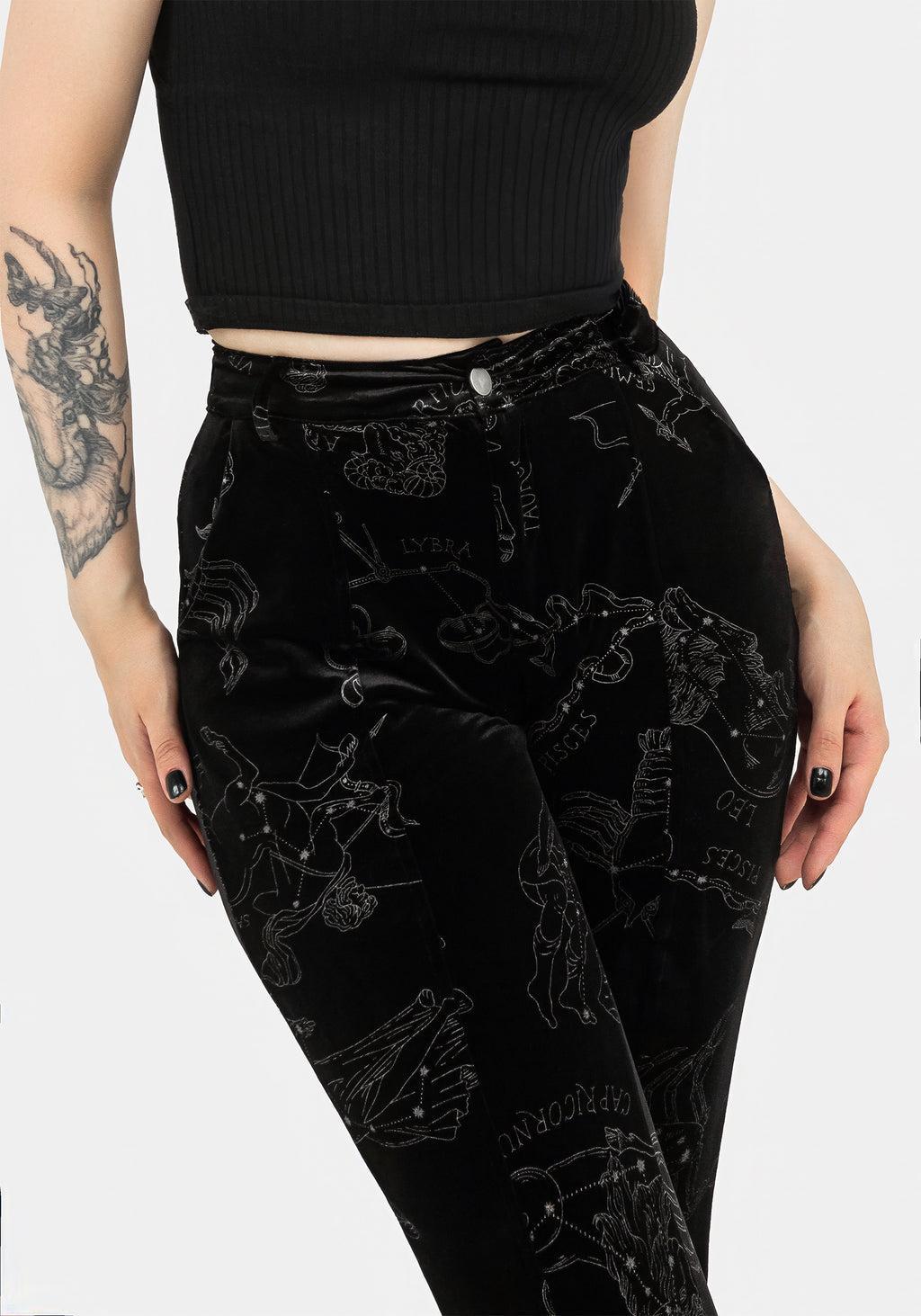 Zodiac Foil Print Split Slim Flare Trousers Product Image