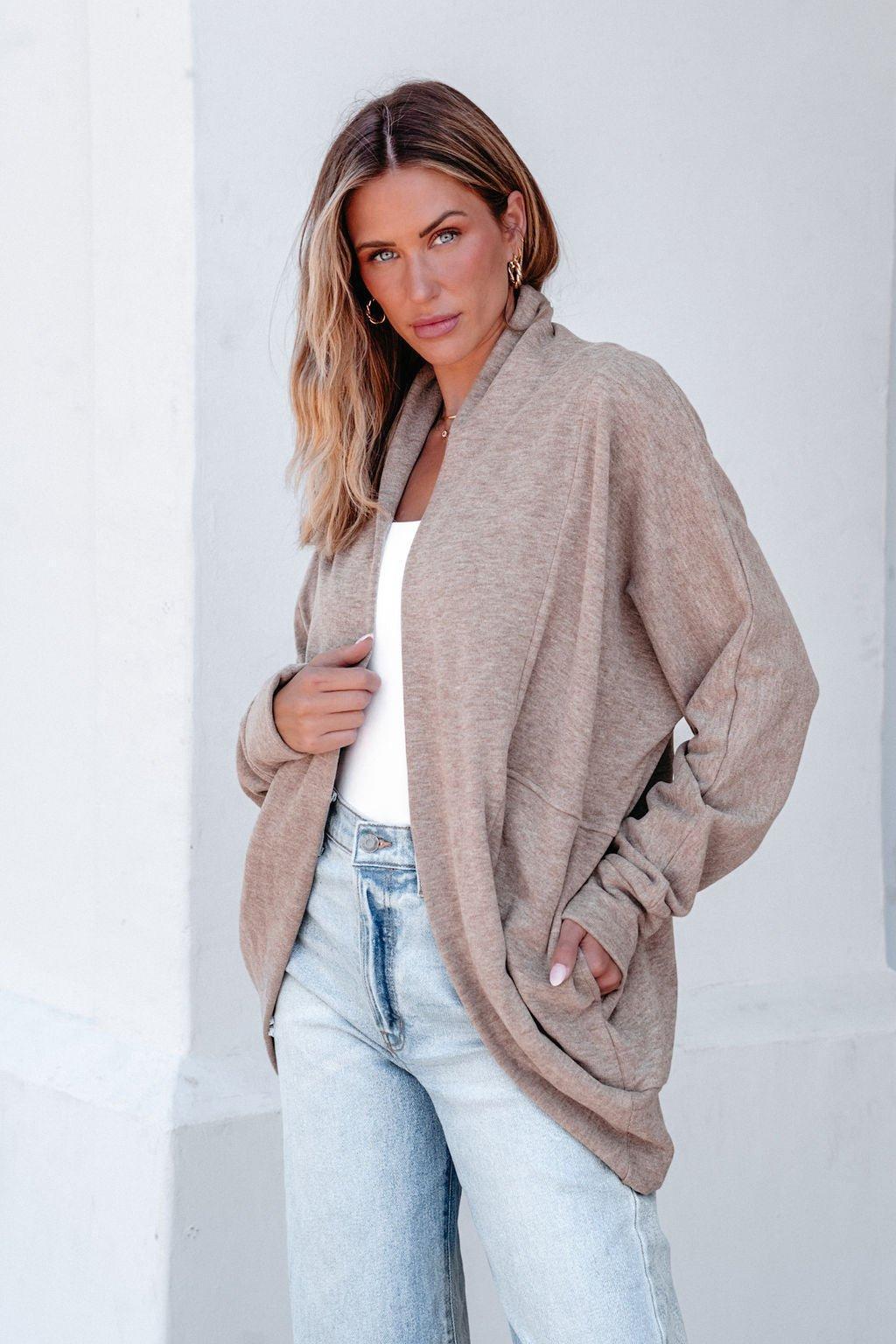 Make It Yours Taupe Brushed Cardigan Female Product Image