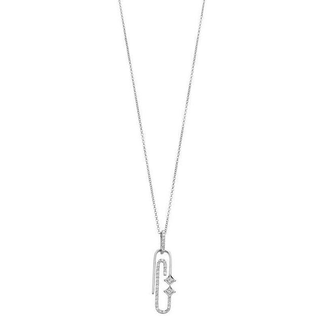 Ava Blue 14k White Gold 1/4 Carat T.W. Diamond Paperclip Pendant Necklace, Womens Product Image