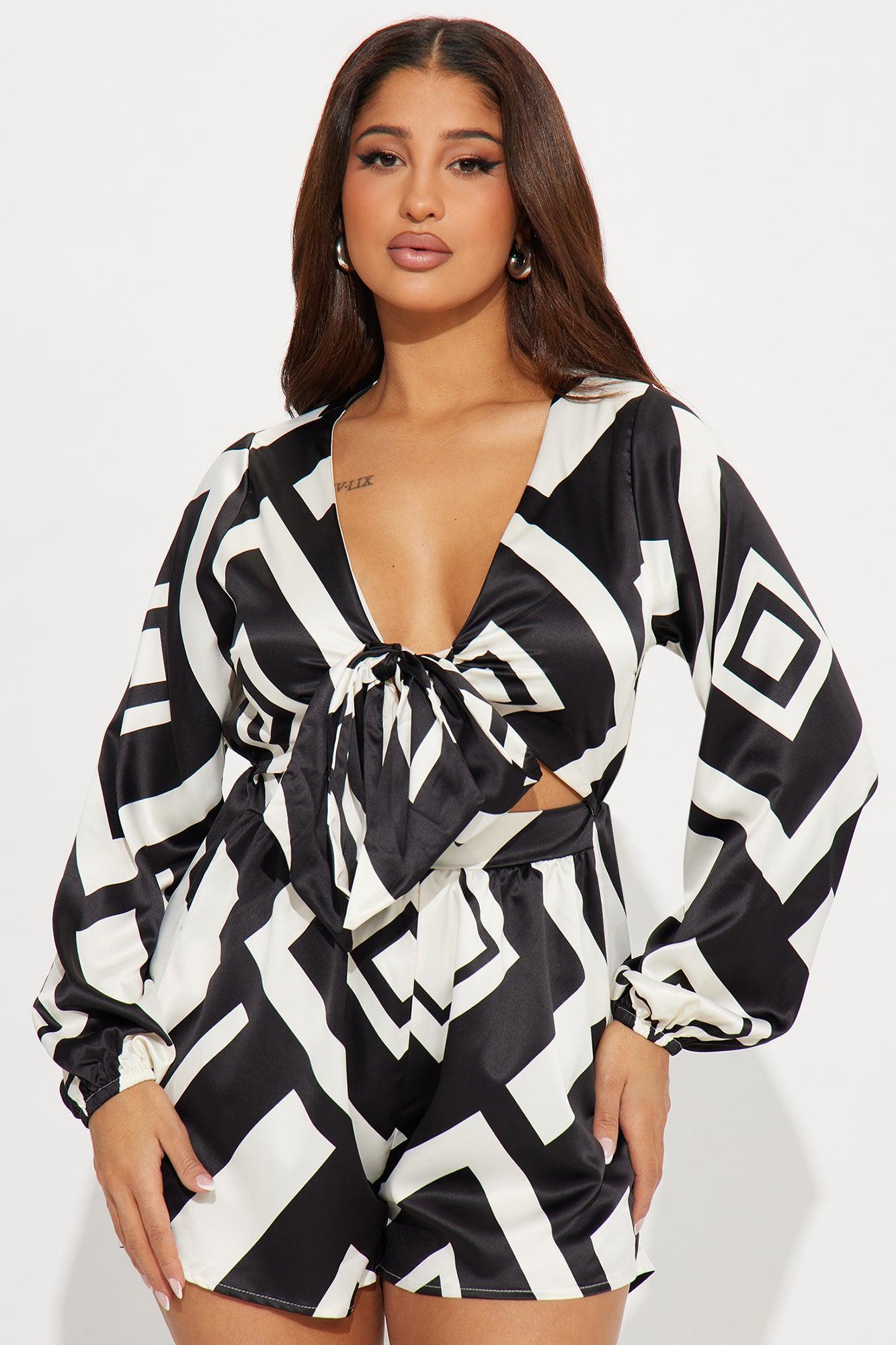 Satisfy Me Romper - Black/White Product Image