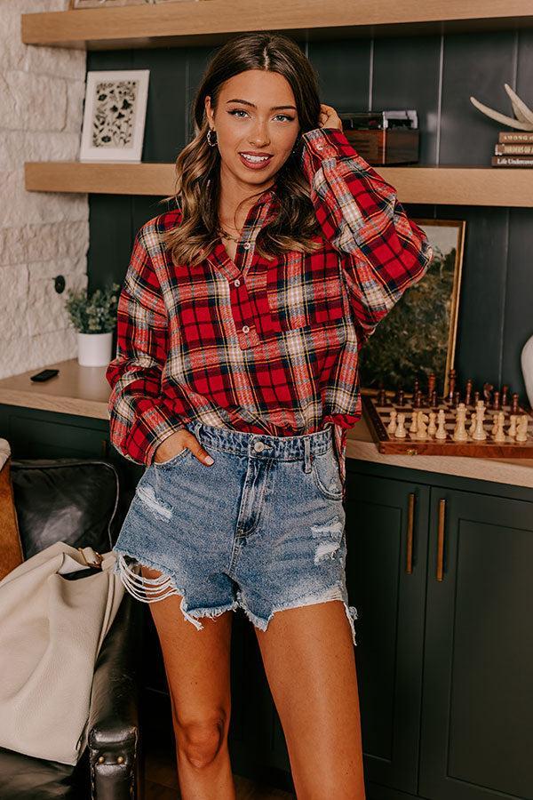 Fireside S'mores Oversized Flannel in Red Product Image