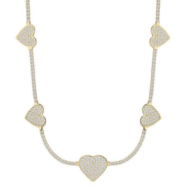 Sunkissed Sterling 14k Gold over Silver CZ Heart Tennis Choker Necklace, Womens Product Image