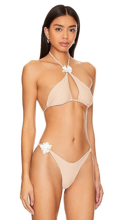 Lovers and Friends Margaret Cross Front Halter Top in Neutral. Product Image