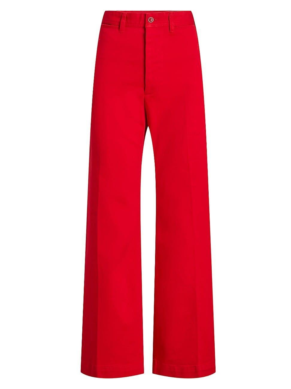 Womens Cotton Twill Wide-Leg Pants Product Image