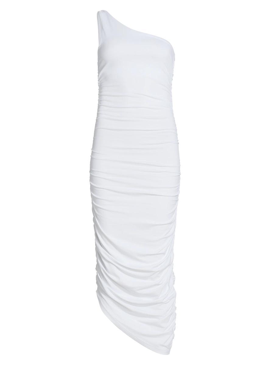 Womens One-Shoulder Ruched Midi-Dress Product Image