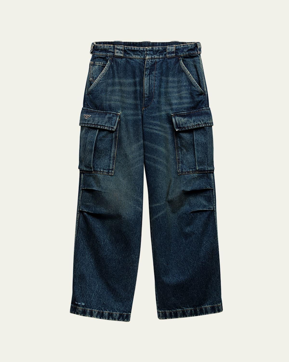 Mens Denim Cargo Jeans Product Image