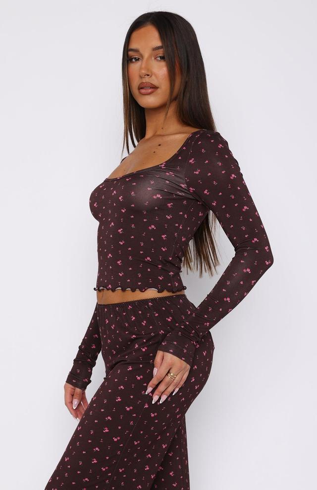 Dreamy Long Sleeve Pyjama Top Chocolate Dreams Product Image