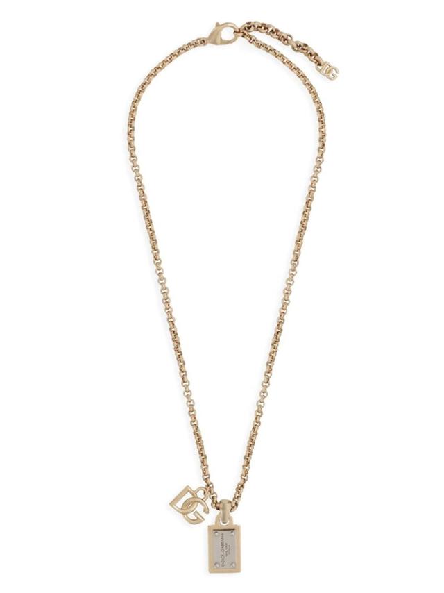 Logo-lettering Chain-link Detailing Necklace In Gold Product Image