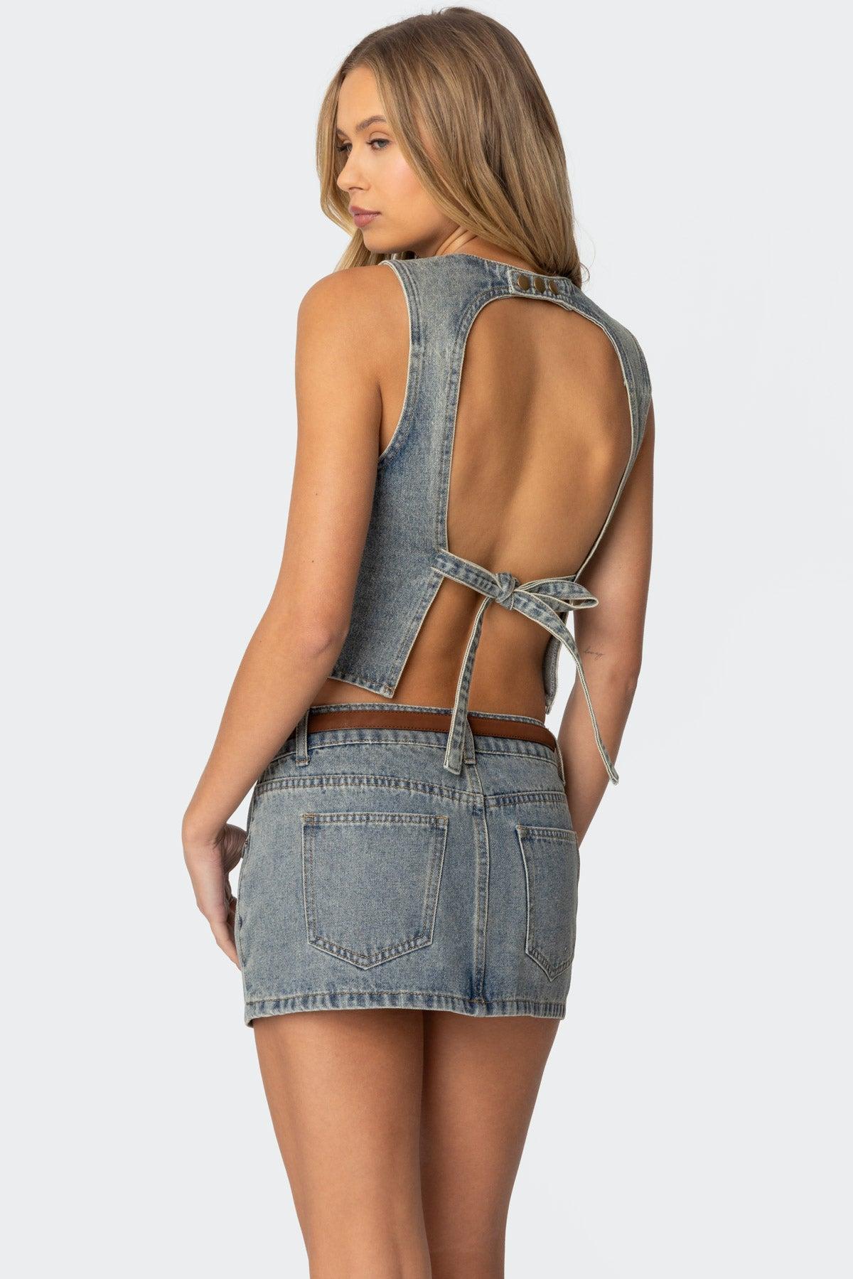 Quinlan Denim Cargo Mini Skirt Product Image