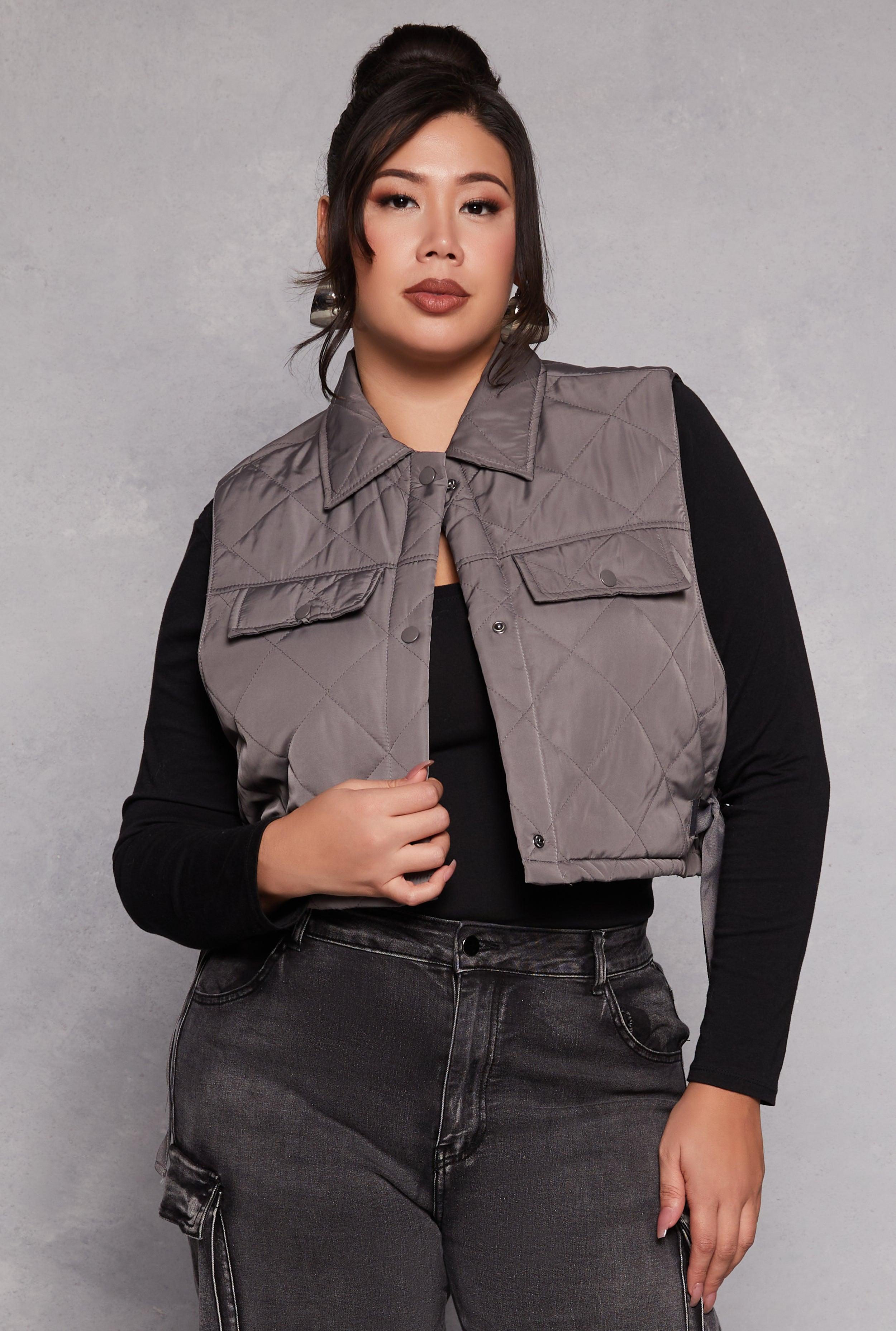 Womens Plus Size Almost Famous Quilted Cropped Vest product image