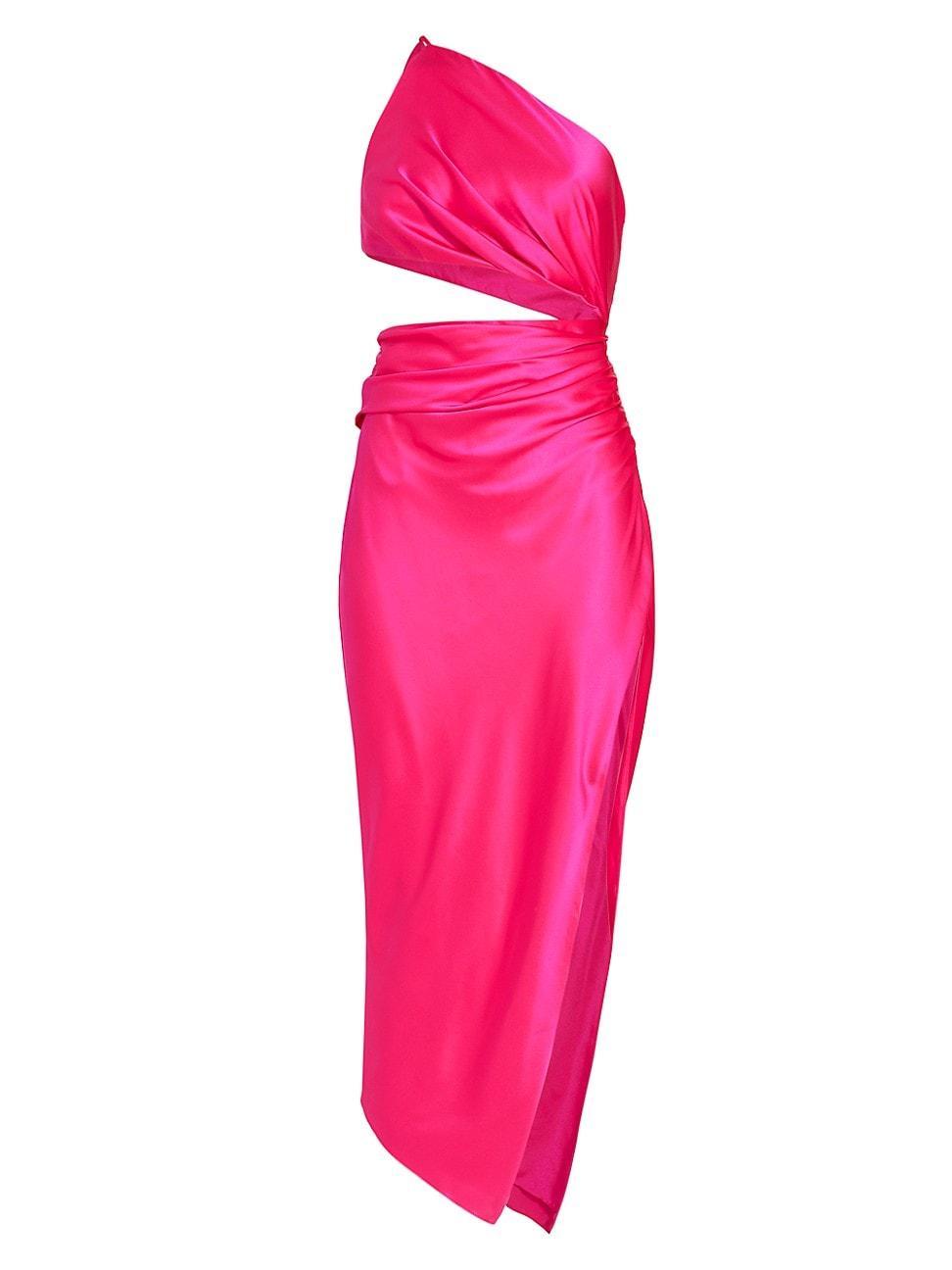 Womens Silk One-Shoulder Midi-Dress Product Image