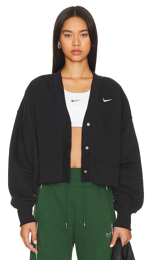 Nike Womens Nike NSW Phoenix Fleece OOS Cardigan - Womens Black/Sail Product Image