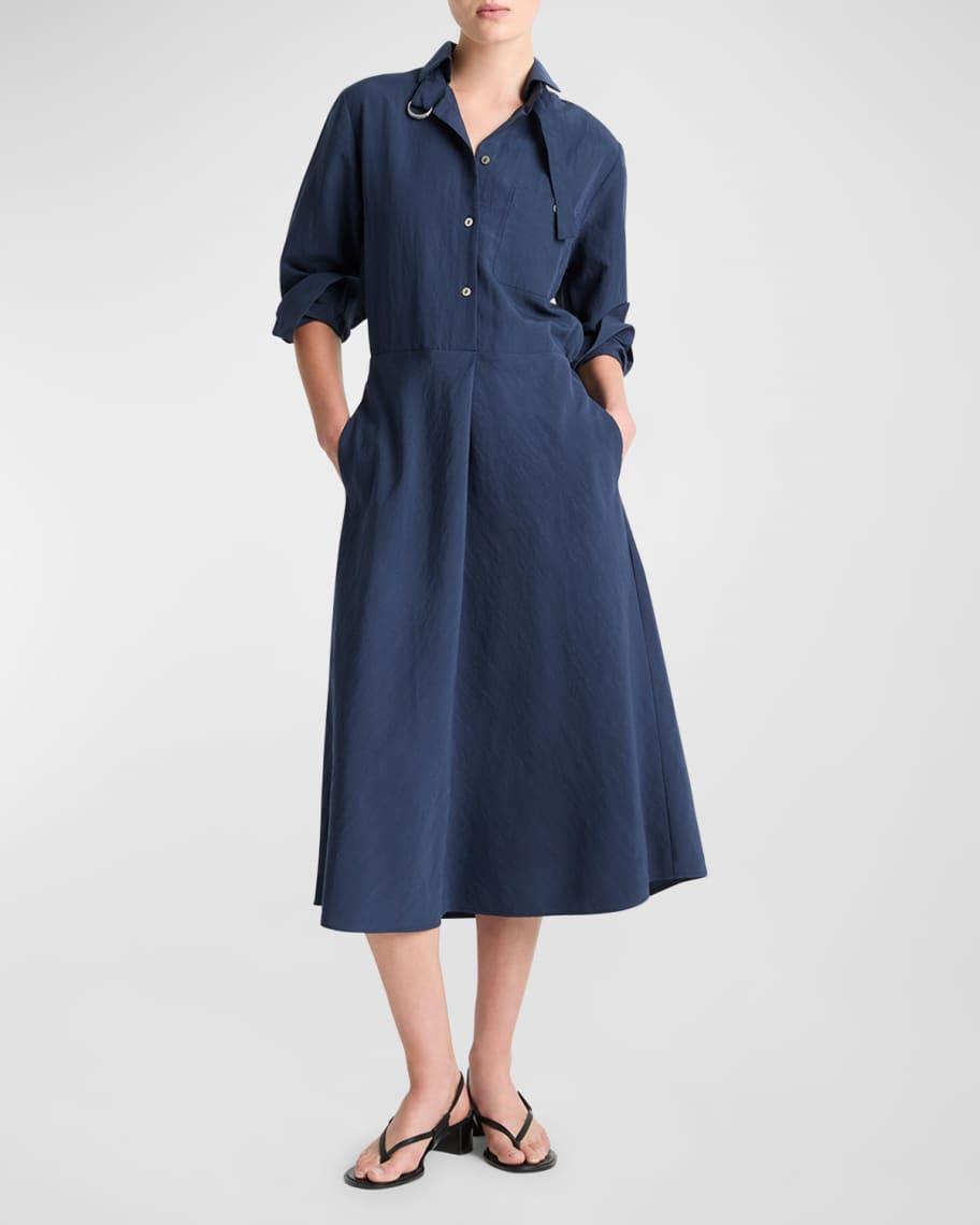 Easy D-Ring Button-Front Midi Shirtdress Product Image