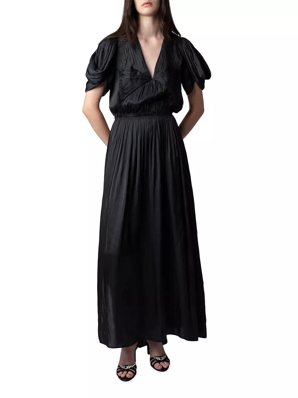 Reina Pleated Satin Gown Product Image