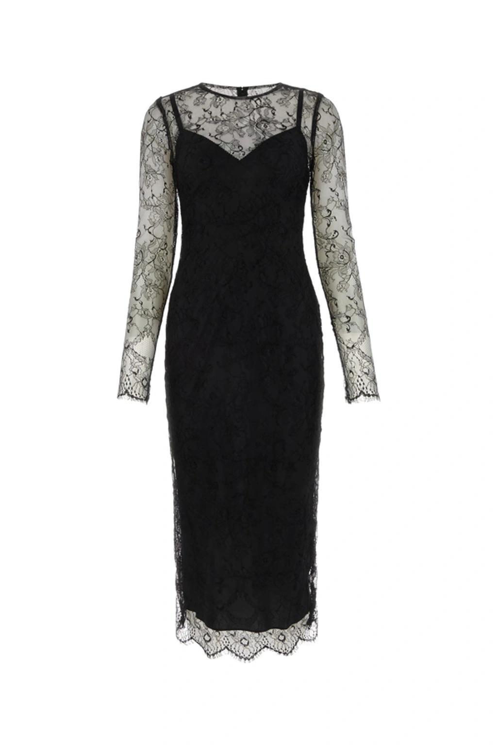 DOLCE & GABBANA Lace Midi Dress In Black Product Image