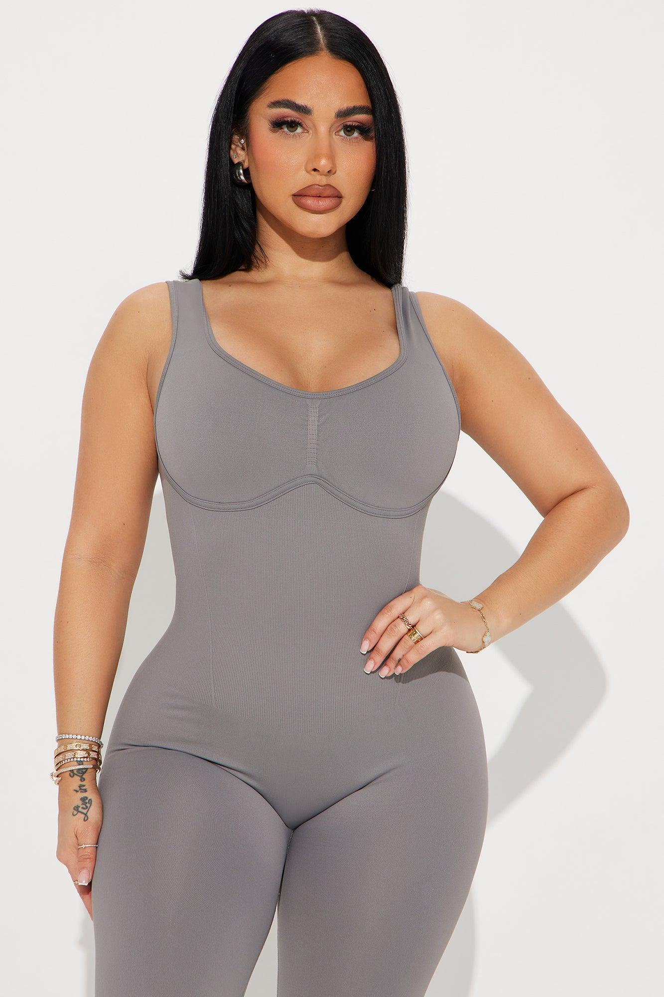 Core Strength Seamless Ribbed Active Jumpsuit - Charcoal Product Image