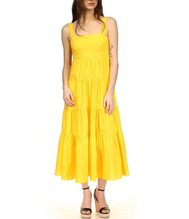 Michael Kors Stretch Cotton Poplin Tiered Midi Dress Product Image