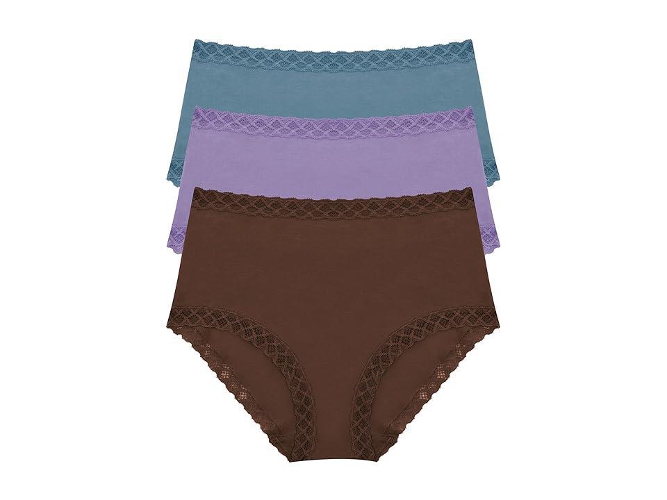 Natori Bliss Lace Trim High Rise Brief, Pack of 3 755058MP - Vino/crushed Velvet Product Image