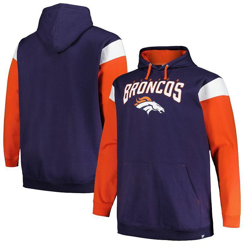 Mens Profile Navy Denver Broncos Big and Tall Trench Battle Pullover Hoodie Product Image