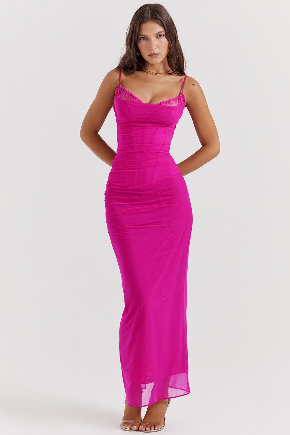 Nalini Fuchsia Maxi Dress - SALE Product Image