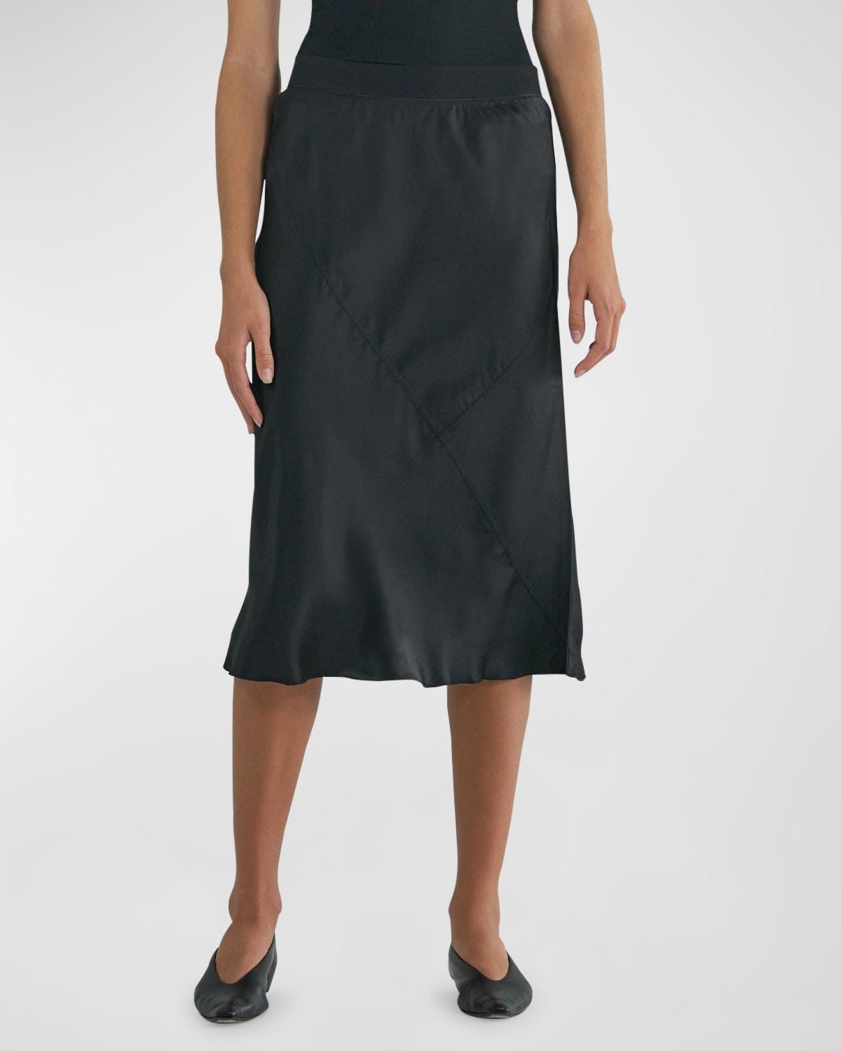 Bias-Cut Midi Silk Skirt Product Image