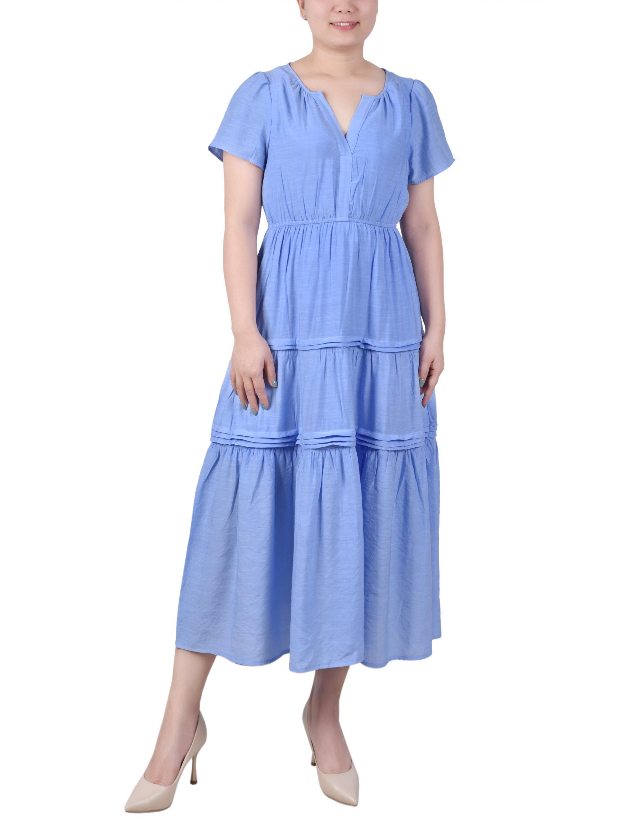 Ankle Length Short Sleeve Dress - Petite Product Image