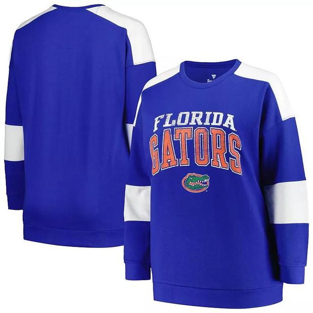 Womens Profile Royal Florida Gators Plus Size Striped Pullover Sweatshirt Product Image