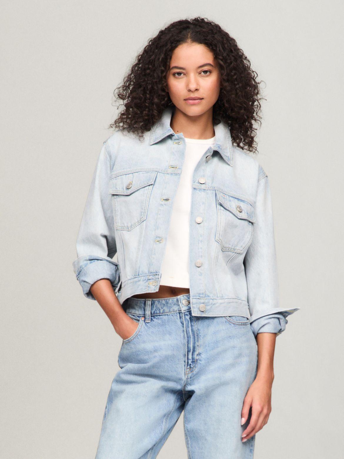 Tommy Hilfiger Women's Cropped Light Wash Denim Jacket product image