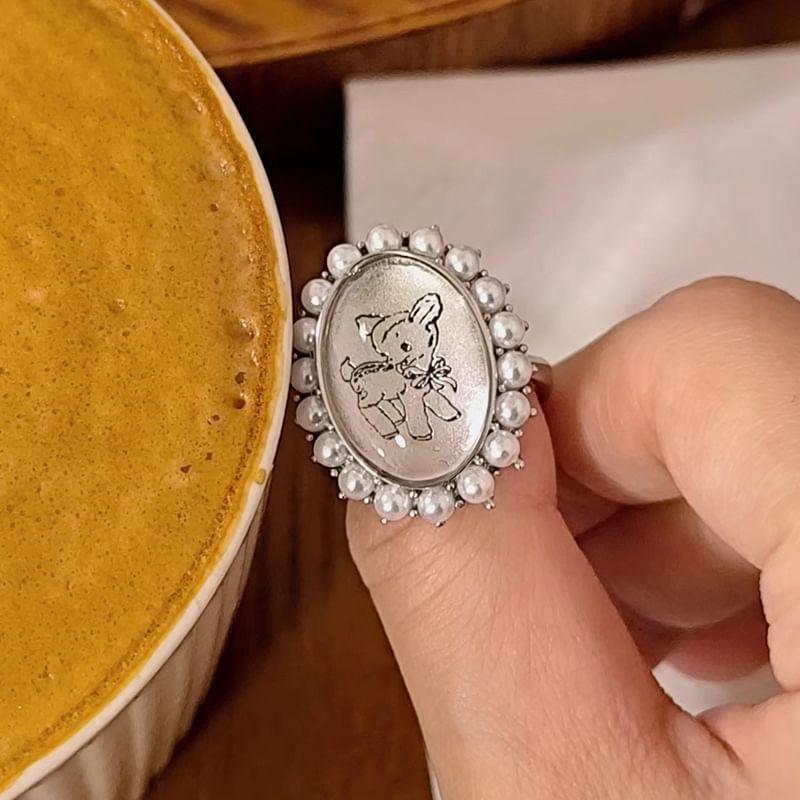 Deer Print Faux Pearl Ring Product Image