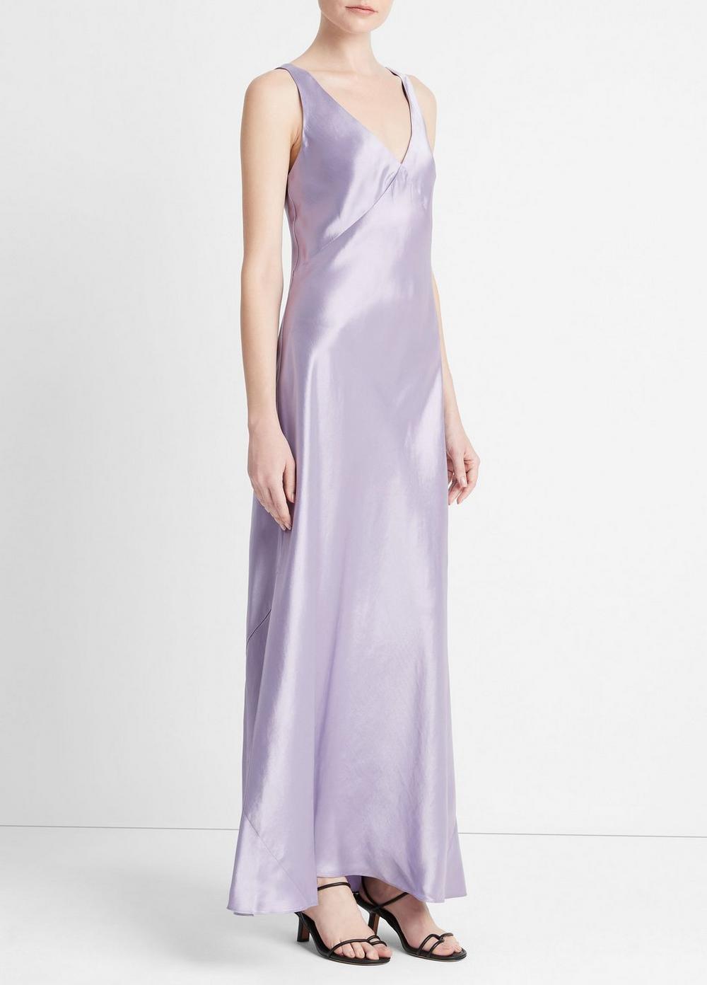 Satin V-Neck Bias Maxi Dress Product Image