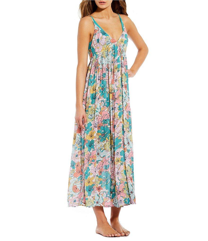 O'Neill Saltwater Essentials Floral Print Mel Maxi Swim Cover-Up Dress Product Image