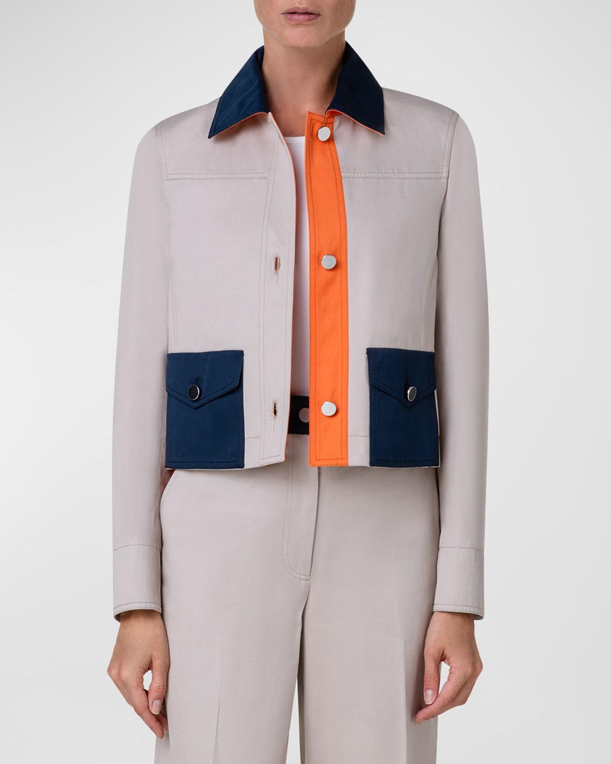 Womens Colorblocked Cotton Gabardine Jacket Product Image