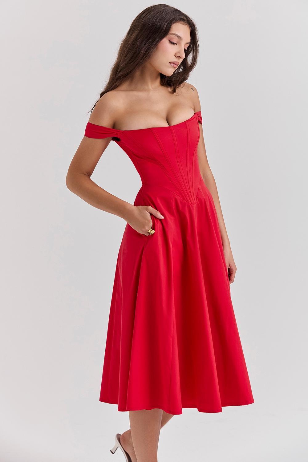 Saira Scarlet Midi Sundress Product Image