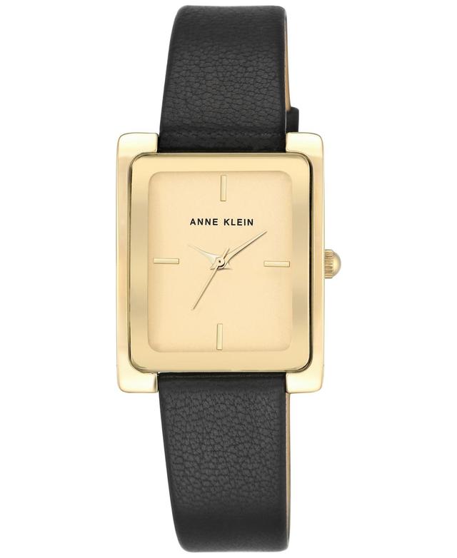 Anne Klein Womens Black Leather Strap Watch 28x35mm Ak-2706CHBK Product Image