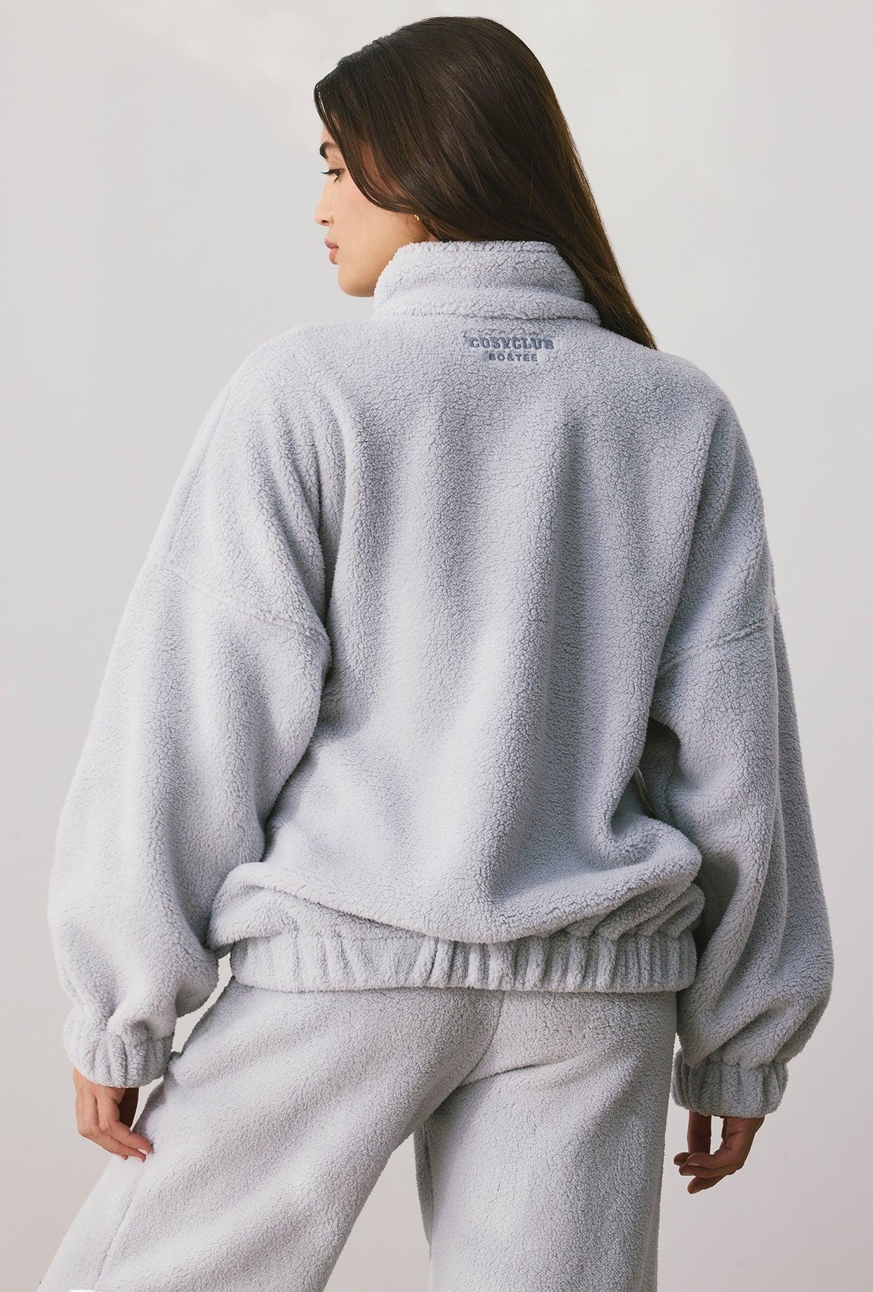 Oversized Fleece Zip Up Jacket in Fog Product Image