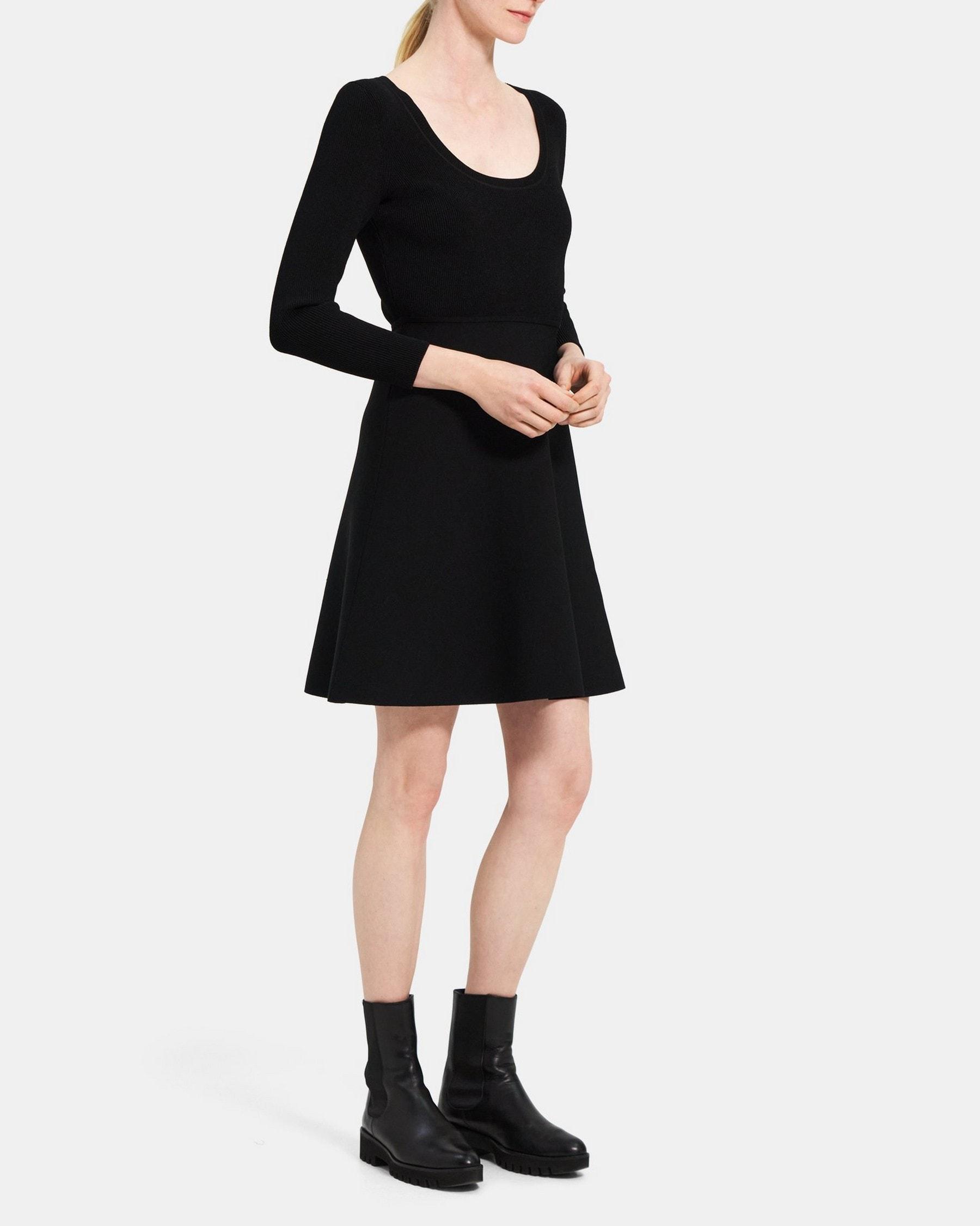 Flared Mini Dress in Crepe Knit Product Image