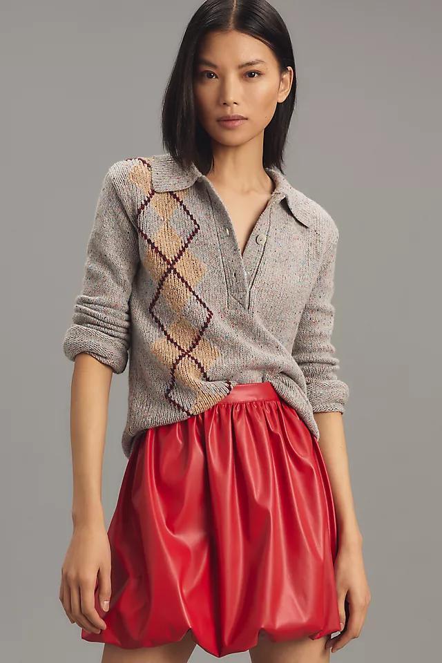 Lingua Franca Lee Tweed Argyle Polo Sweater Product Image