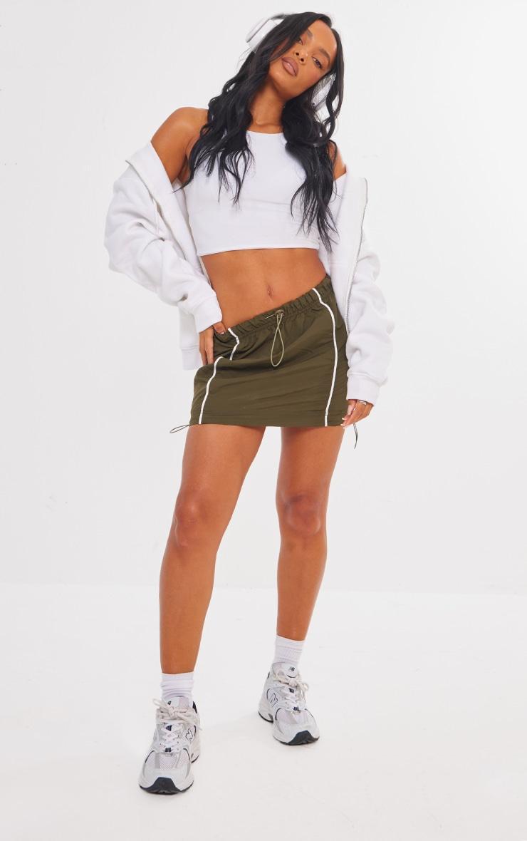 Khaki Parachute Shell Contrast Stitch Mini Skirt product image