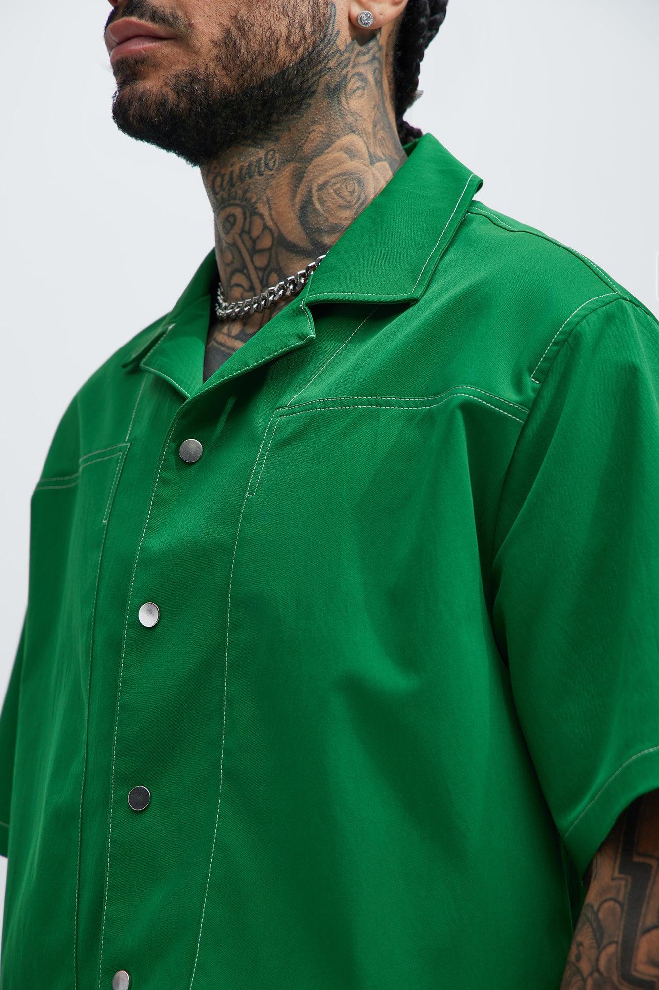 Hudson Contrast Stitching Shirt - Hunter Product Image