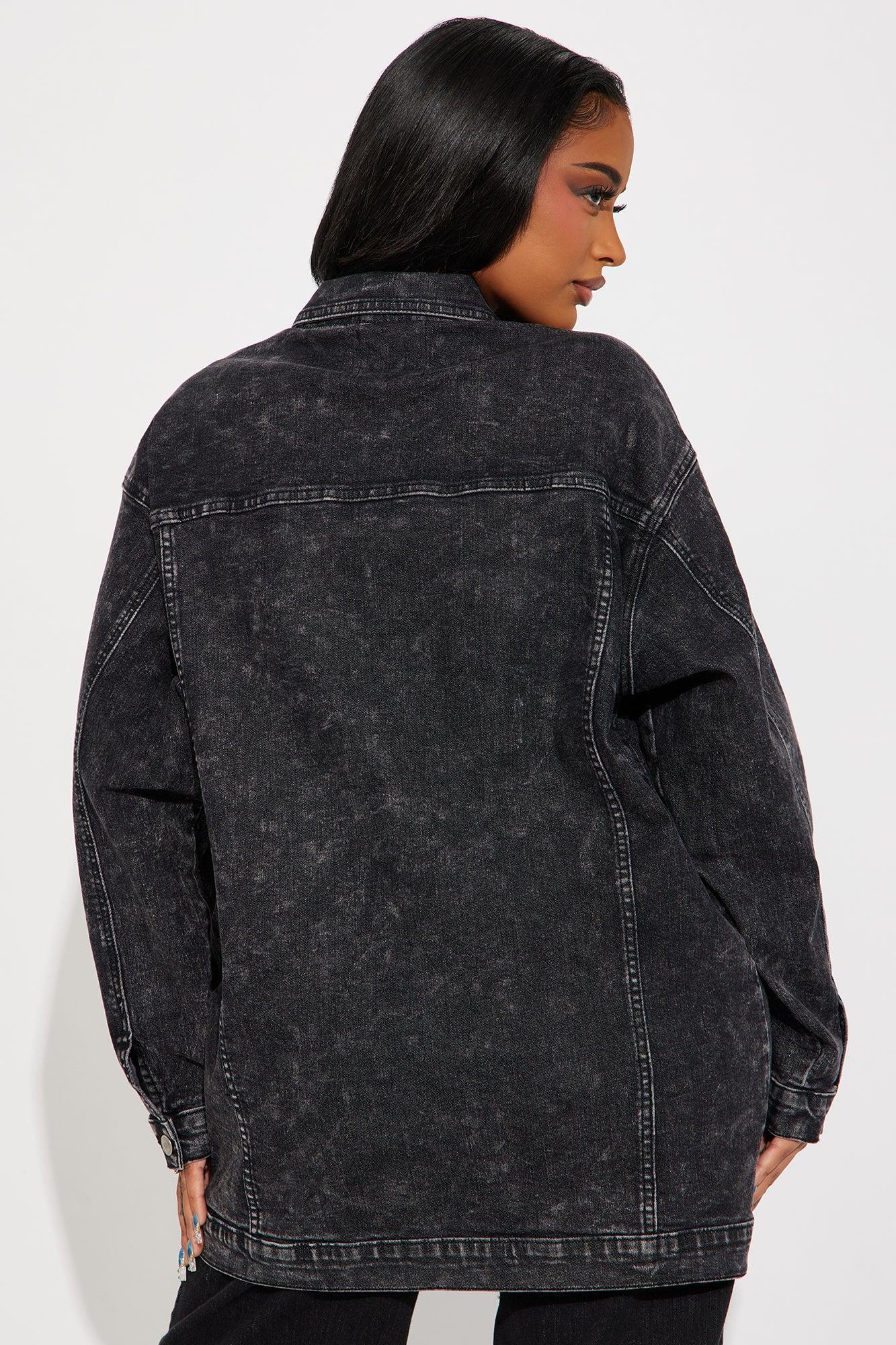 Standing On Business Oversized Denim Jacket - Black Wash Product Image