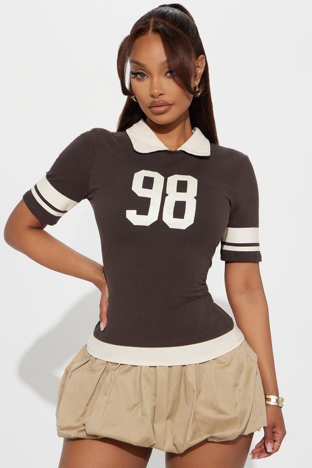 Upper East Side Varsity Tee - Brown Combo Product Image