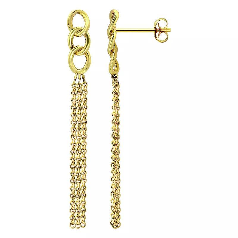 Aleure Precioso Sterling Silver Multi Chain & Triple Drop Earrings, Womens, Gold Tone Product Image