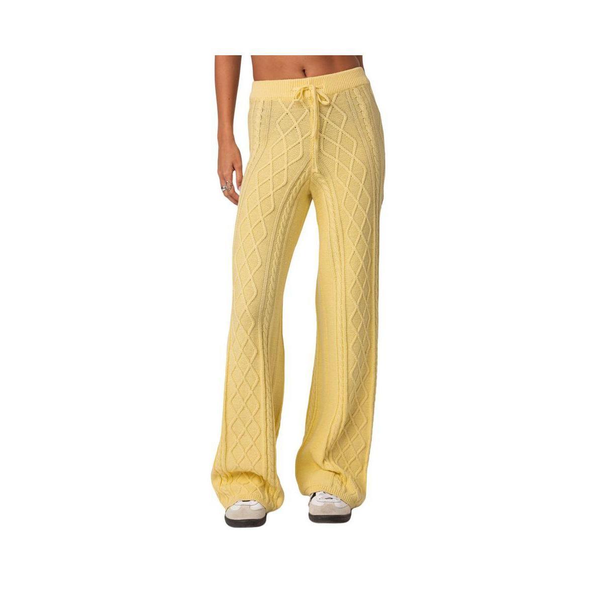 EDIKTED Kasey Cable Stitch Drawstring Pants Product Image