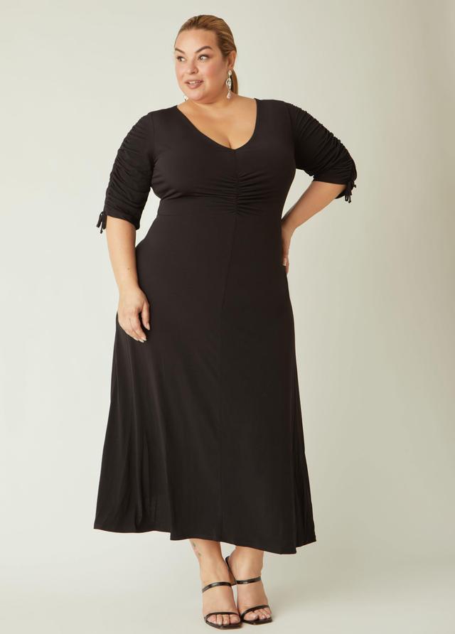 Plus Size Ruched A Line Maxi Dress, - Ashley Stewart Product Image