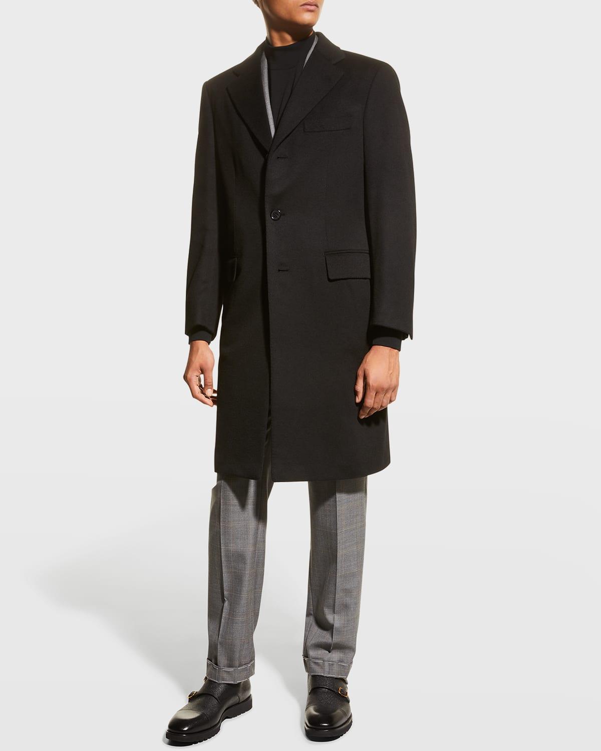 Mens Solid Cashmere Topcoat Product Image