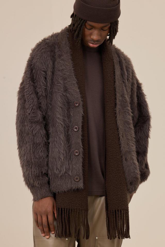 Oversized Boxy Super Fluffy Knitted Cardigan | boohooMAN USA Product Image