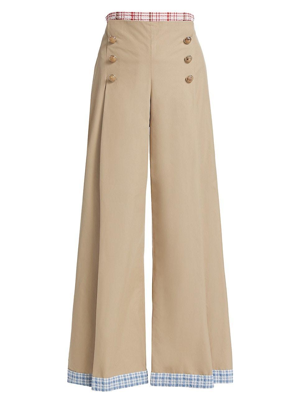 Womens Buttoned Wide-Leg Sailor Pants Product Image